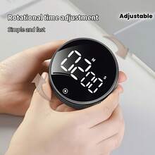 Magnetic Kitchen Timer With Large LED Digital Display, Countdown/Count-Up Visual Timer, 3-Level Adjustable Volume, 3 Preset Times (5/15/25 Minutes), Alarm Function, Suitable For Cooking, Classroom, Fitness, Study And More, Improve Work Efficiency. (Batteries Not Included) - Rotary Timer - View 4