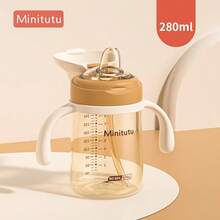 Minitutu 1pc Baby PPSU Heat-Resistant Duck-Billed Sippy Cup 280ml Silicone Spout Dual Handle Portable Baby Drinking Cup - Mixed Colors - View 2