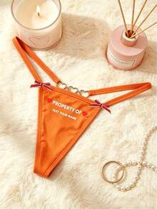 Conjunto de bragas negras cómodas personalizadas con letras para mujer, personalización de cara, personalización de patrón, bragas personalizadas con patrón de cara, regalo para vacaciones - Naranja - Ver 3