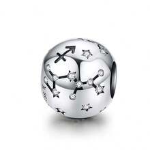 WOSTU 1pc Vintage 925 Sterling Silver Zodiac Bead Pendant, Suitable For DIY Bracelets And Necklaces - Silver - View 19