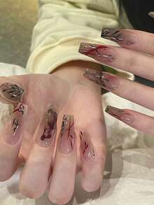 20片半固化凝膠美甲貼，持久沙龍級美甲效果，易貼易卸，需使用UV燈 - 彩色 - 查看 4