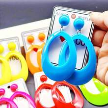 1 Pair Fluorescent Hoop Earrings, Elegant Minimalist Thick Design, 6 Colors Available, Suitable For Women's Daily Wear, Dates, Parties, Holiday Gifts, Acrylic Material, All Season Wear - Multicolor - View 5
