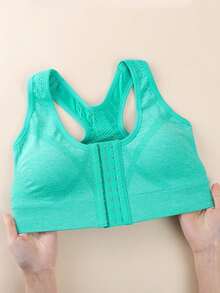 4pcs Women's Sports Bra Front Closure Wire-Free Lingerie Running Shock-Absorbing Push-Up Back-Smoothing Bra - Multicolor - View 6