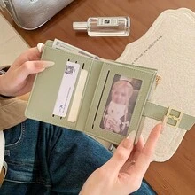 Korean Style Square Buckle Minimalist Women's Short Wallet, Multifunctional Card Holder, Foldable, Multiple Card Slots, Large Capacity - Multicolor - View 10