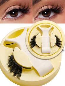 Waloshow 1 Box Natural Magnetic False Eyelashes With Magnetic Eyelash Curler, Glue-Free Easy To Wear, Suitable For Extending Eye Corners, Perfect For Women's Daily Makeup - Black - View 9