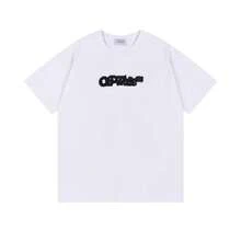 Nueva Colección Primavera/Verano OW, Camiseta de Lujo Unisex de Manga Corta con Cuello Redondo y Logotipo Difuminado de Flecha, Camisetas Modernas - Blanco - Ver 2