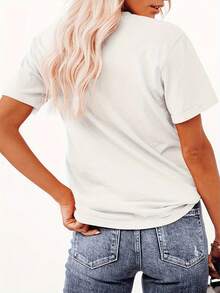 1 Loose-Fitting T-Shirt With Heart And Leopard Print, Modern And Eye-Catching Design, Comfortable And Versatile Style, New Y2K Summer Style. - White - View 2