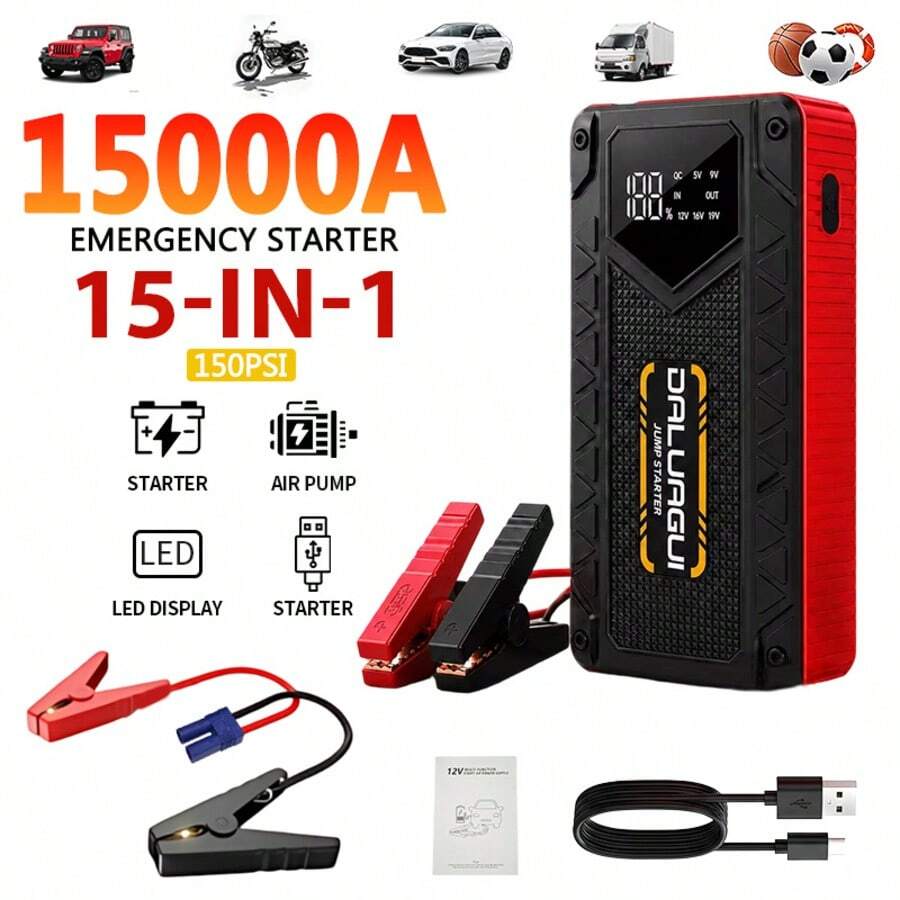 DALUAGUI Arrancador de coche universal para sedán/SUV/camión/caravana/yate/autobús potente potenciador de batería regalo ideal para papá/hombre