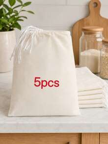 10/5pcs Reusable Drawstring Soup Bags - Multipurpose Tea, Spice And Cheese Cloth Filter Bags, Suitable For Cooking, Herbal Medicine And Bone Broth Brewing - Kitchen Essential Accessories - White - View 18