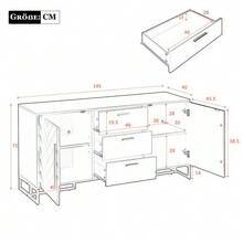 Elegant White Sideboard With  Pattern, Featuring 2 Doors And 3 Drawers, Ideal For The Dining Room, Kitchen And Living Room (White) - White - View 5