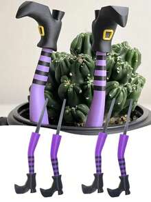 2pcs Halloween Flower Pot Decor, Suitable For Halloween Party, Trick Or Treat, Horror Theme Party, Halloween Candy Party, Cosplay Party, Theme Party, Vintage Style Party And Haunted House Decoration - One Size Fits All - View 2