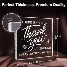 Square Shaped Clear Acrylic Tabletop Sign, Thank You Appreciation Keepsake Gifts For Women Men, Teacher Nurse Boss Coworker Principal Colleague Gift, End Of Term Farewell Present, Back To School Birthday Christmas Thanksgiving Desktop Decor - 1PC - View 2