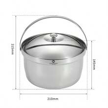 CAMPINGMOON New Thickened Stainless Steel Outdoor Camping Large Capacity Soup Pot, Portable Outdoor Water Boiling And Cooking Pot For 2-3 People, CC-21 - Silver - View 8