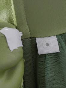 女嬰刺繡蝴蝶婚禮花童公主禮服附拖尾，適合派對與度假，布料花紋隨機裁剪，不含髮箍 - 綠色 - 查看 11