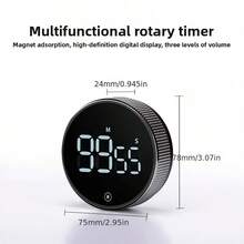 1pc Luxury Round Magnetic Baking Timer, Black & White Minimalist Contrast Color Round Body, Touch Mirror Large Screen With Clear Display, Knob For Quick Time Adjustment, Precise Timing For Caramelizing And Baking, Essential Tool For Home Baking And Bakery Stores, Practical Gift For Baking Enthusiasts On Birthdays And Holidays - Rotary Timer - View 8