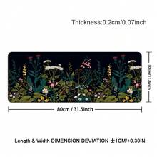 Floral Pattern Extended Gaming Mouse Pad, Abstract Black Desk Mat, Floral Texture Non-Slip Rubber Bottom, Stitched Edge Keyboard Mouse Pad, Suitable For Office, Home And Gaming - View 12