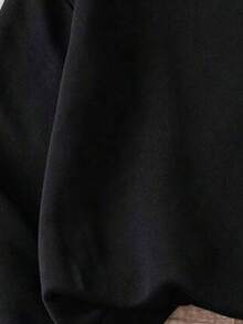 Teen Boys Digital "23" & Duck Print Crew Neck Loose Pullover Sweater, Y2K Cool College Style Top - Black - View 5