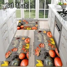 1 pieza/2PCS/3PCS Alfombras de piso de otoño, impresas con hojas de arce, calabazas y letras "Hola Otoño". Antideslizantes, absorbentes de agua y lavables a máquina. Decoración de estilo rústico para cocina, sala de estar, pasillo, baño y entradas - Multicolor - Ver 6