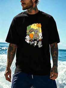 Men Plus Size T-Shirts - Black - View 2