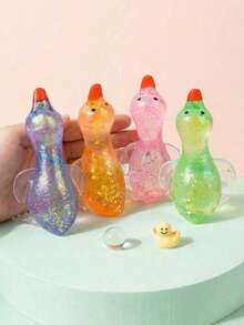 1pc Bright Color Slow Rebound Duck Shaped Squeeze Toy, Soft Touch, Can Be Freely Kneaded And Squeezed, Stress Relief Tool For Students And Office Workers To Relieve Anxiety, Also Suitable As Birthday Gift, Party Gift, Holiday Gift For Classmates And Friends - Multicolor - View 4