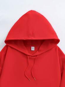Plus Size Women's Halloween Rose Print Long Sleeve Hooded Thin Sweatshirt, Loose Fit High Street Couple Sweatshirt Top, Autumn/Winter Casual Style - Red - View 3