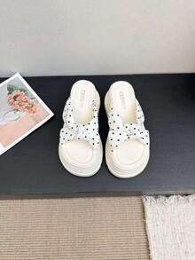 Women's Personalized Polka Dot Summer Cute Versatile Wedge Heel Platform Sandals Beige - Polka Dot Beige - View 7