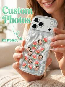 Casing Ponsel Shaker Foto Bayi Kustom, Casing Ponsel Transparan Anti Guncangan, Pelindung Ponsel Motif Kepala Kelinci, Casing Ponsel Seru dengan Cetakan Foto yang Dapat Disesuaikan. Terbuat dari Bahan Akrilik dengan Bingkai Anti Guncangan Bergelombang, Foto Potret Bayi yang Dapat Disesuaikan, Dekorasi Shaker Terintegrasi, dan Desain Cetak 2D. Cocok untuk Ibu dan Pembeli yang Mencari Hadiah Seru. Memberikan Perlindungan Ponsel Anti Jatuh dan Anti Gores untuk Penggunaan Sehari-hari. - MultiWarna - View 2