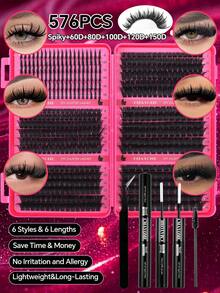 720/684/648/200pcs Multi-Style D-Curl Eyelash Cluster Set, 8-16mm Large Capacity Individual Lashes. Easy For DIY Daily Makeup Use At Home. Suitable For Date, Travel, Photography, Wedding, Holiday And Cosplay Makeup Gorgeous False Eyelashes - Multicolor - View 11