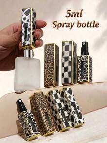2pcs Leopard Print Square Perfume Atomizer Bottles, Portable Refillable Perfume Spray Bottles, Leopard Floral Pattern Mini Travel Decant Spray Bottles. Portable Travel Refillable Perfume Bottles, Square Decant Bottles, Spray Bottles, Reusable, Liquid Decant Bottles - View 3