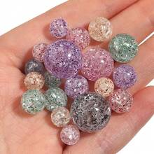 10-100pcs Acrylic Cracked Rainbow Floral Scattered Beads, Starry Straight Hole Round Beads, DIY Bracelet Necklace Accessories, Jewelry Making Beads - Seven-colored Scattered Beads - View 4
