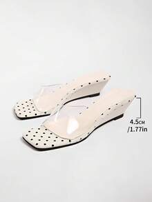 2026 Spring/Summer New Women's Faux Leather Mule Style Wedge Heel Open Back Sandals - White - View 8