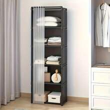 1 pieza Armario de tela no tejida multicapa simple ensamblado, organizador de almacenamiento combinado a prueba de polvo, armario a prueba de polvo simple para hogar de alquiler, gabinete de almacenamiento ensamblado minimalista, armario colgante, estante de almacenamiento multicapa para hogar de alquiler - Ver 4