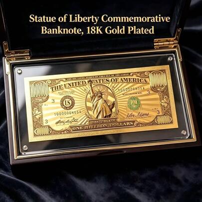 3/6/9PCS Statue Of Liberty Commemorative Banknotes, Gold-Plated Material, Collectible, Collectible Toy, Birthday Gift, Gift, Holiday Gift, Perfect Gift, Toy