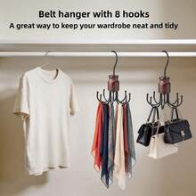 1pc Rotating Wooden & Metal Storage Rack - Multi-Functional Wardrobe Organizer For Belts, Bras, Tank Tops, Ties And Scarves, Space-Saving Design, Suitable For Fashion Wardrobe Organization (Travel Essential, Towel Clip, Beach Towel Clip, Multi-Functional Travel Storage & Drying Rack) - Multicolor - View 5