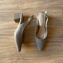 Women's Slingback Pump With 5cm Block Heel - Comfortable And Stylish - Gris - Ver 3