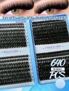 200pcs/300pcs/580pcs/640pcs False Eyelash Clusters D Curl 9-16mm, Eyelashes, Cat Eye, Cosplay, Russian Volume, Natural, Thick, 0.07mm Thickness, D Curl, Suitable For Home Use, Natural Look & Extra Thick & Fine & Extra Soft - C - View 11