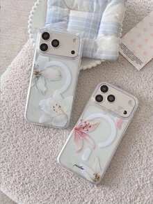 2pcs Lily Flower Phone Case, Magnetic Wireless Charging Transparent Shockproof Phone Protective Cover, Soft+Hard Material Suitable As Holiday Gift For 15 16pro/Promax/14 15 16plus Unisex, Anti-Fingerprint And Anti-Scratch Transparent Glossy Cover, TPU Material - Multicolor - View 9