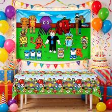Roblox 2pcs Set Fun Tiger Backdrop 100x150cm/Tablecloth 137x274cm, Waterproof PE Material Party Decoration, Suitable For Birthday, Halloween, Graduation, Carnival, Wedding, Baby Shower, Christmas, Easter, Photo Shoot And Festival - Steal a Brainrot Combination - View 2