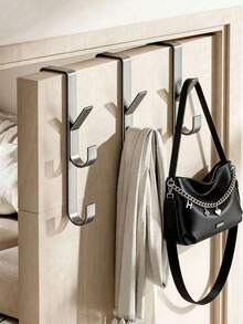 This Drill-Free Over-The-Door Hook Rack-Available In Silver Or Grey And In 3, 5, Or 7-Hook Versions-Is Perfect For Hanging Clothes, Hats, Keys, And Bags. A Great Space-Saving Storage Solution, It Mounts Securely Without Damaging The Door Or Wall. - Multicolor - View 3