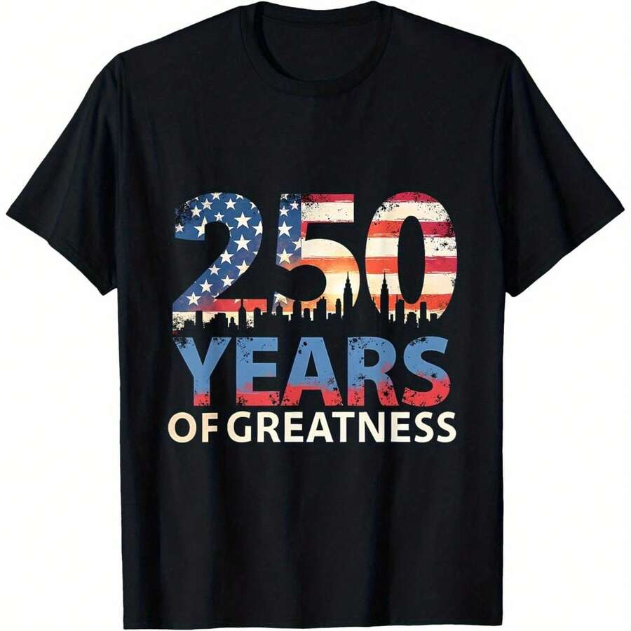 [Camiseta de Algodón Talla Europea]Camiseta del 250º Aniversario (1776-2026) - Resistente y duradera, 250 años de amor excepcional. - Negro - Ver 1