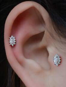 1PC Surgical Steel Evil Eye Anti Tragus Conch Standard Upper Top Lobe Sung Rook Nose Stud Women Men Non Tarnish Helix Cartilage Earring Piercing 20G - A Pair Of Round  Stud Earrings - View 1