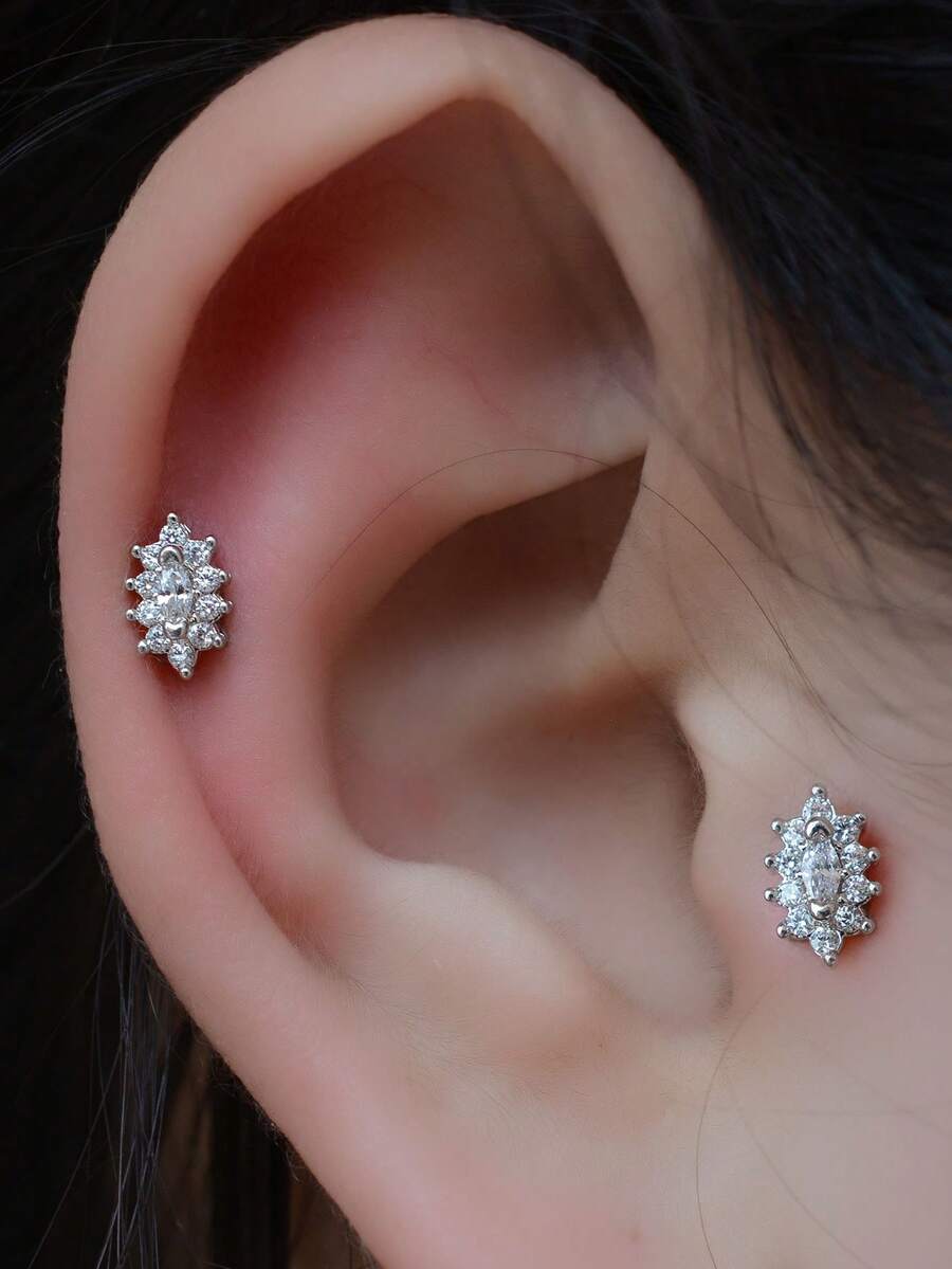 1PC Surgical Steel Evil Eye Anti Tragus Conch Standard Upper Top Lobe Sung Rook Nose Stud Women Men Non Tarnish Helix Cartilage Earring Piercing 20G - A Pair Of Round  Stud Earrings - View 1