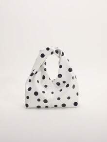 SCULPTEDSTYLE BAGS 1件夏季清新系列黑白配色圓點女款紋理時尚手工編織極簡風手提包托特包，適合夏季通勤、購物、約會、下午茶 - 白色 - 查看 3