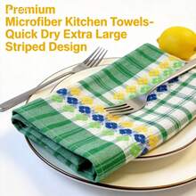 Premium Absorbent Kitchen Towel 5pcs Set - Tea Towels, Ultra Soft And Quick Dry, Made Of Wide Striped Fabric, Suitable For Dining Table, Countertop And Restaurant Coffee Table, Can Be Used As Kitchen Cleaning Cloth, Multiple Colors - 5-piece Set (mixed Colors) - View 10