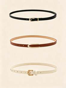 3/4/5pcs Women's Fashion Casual Belts, Multiple Mix & Match Faux Leather Alloy Buckle; U-Shaped Delicate Thin Skirt Belts, Versatile Casual, Commute, Gift, Suitable For Summer, Autumn, Back To School, Halloween Outfits - Casual Belts - View 10