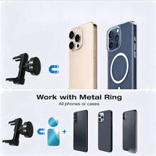 1pc Upgraded Magnetic Car Phone Holder, Anti-Shake Air Vent Dual Lock Clip Design, Protects Car Interior, Slim Compact Fast Magnetic Attachment, Essential For Daily Driving And Travel, Hands-Free Driving, Suitable For Road Trips, Father's Day, Graduation Season, Summer - W41 - View 8