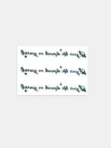 1pc Retro Script English Planet Star Triple-Design Temporary Tattoo Sticker, With Realistic Tattoo Design, Suitable For Travel, Music Festivals, Games, Graduation Gifts, And For 3-5 Days. - Black - View 4