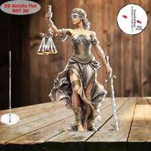 2D Flat Bohemian Style Female Justice Statue - Home, Office Acrylic Desktop Decor With Fantasy Theme, No Text, Easy To Install, Fine Craftsmanship And Intricate Details, 2D Flat - 1PC - View 3
