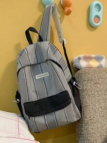 1pc Girls Solid Color Nylon Zipper Closure Fashion Backpack Student School Bag Suitable For All Seasons Daily Use - A - View 12
