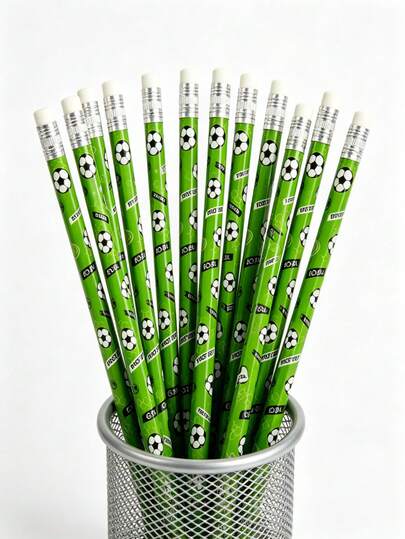 24/10/1pc Sports Pencil Football Set, Football HB Pencil Student Writing Pencil Gift Prize Stationery Pencil, Football Pencil Basketball Football With Eraser Student Pencil Stationery, Football Theme School Stationery Prize, Office, Classroom Reward, Football Theme Birthday Party